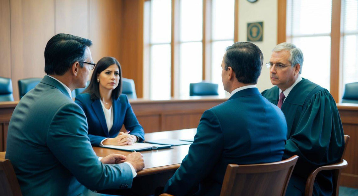 A person sitting in a courtroom with a judge and lawyer discussing a DUI case in Arizona